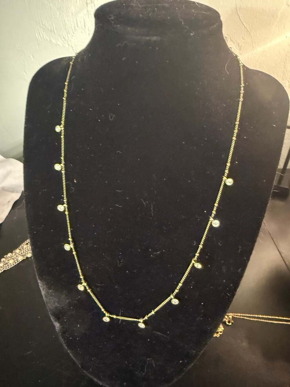 Abercrombie & Fitch A&F Gold Tone Dainty Crystal Station Necklace